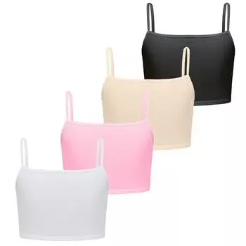 4 шт./лот кружевные жилеты для подростков, детские бюстгальтеры для тренировок по уходу за грудью, однотонные топы из хлопка для подростков one size белый