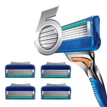 4 шт./лот, лезвие бритвы для мужчин, уход за лицом, 5 слоев, кассета для бритья, костюм из нержавеющей стали