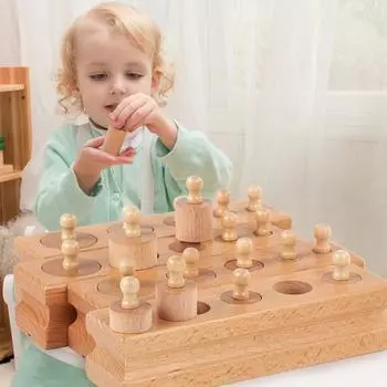 4 шт./лот Монтессори развивающие игрушки для детей деревянные цилиндрические блоки набор материалов игрушки