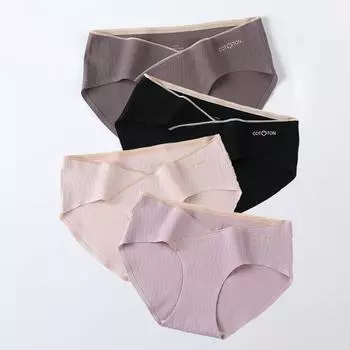 4 шт./лот, мягкие хлопковые трусики для беременных, дышащее нижнее белье с низкой талией для живота, трусы для беременных, нижнее белье для беременных, женское нижнее белье M