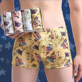 4 шт./лот, мужские трусы, модные мужские шорты-боксеры, модальные шорты-боксеры с принтом, зимнее мужское дышащее нижнее белье, мужские трусы XL