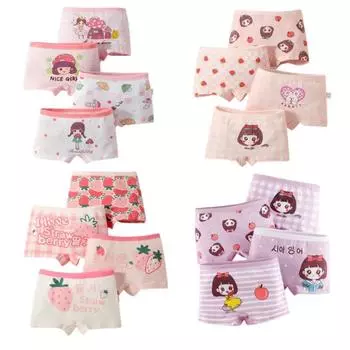 4 шт./лот, нижнее белье с изображением кролика, боксеры для девочек, детские трусики, хлопковые трусы, трусы