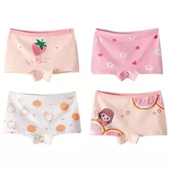 4 шт./лот, нижнее белье с мультяшным кроликом, боксеры для девочек, детские трусики, хлопковые трусы, 80-130 см S разноцветный