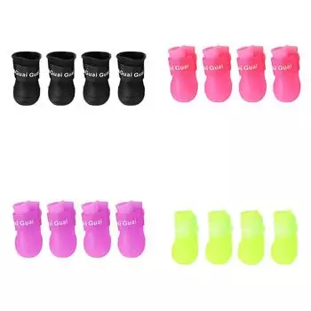 4 шт./лот резиновые сапоги для собак, нескользящие, водонепроницаемые, для щенков, собак # S чёрный