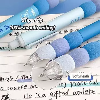 4 шт./лот ручка-пресс Coffee Bear с черными чернилами 0,5 мм, сращенная губка, чехол, нейтральная ручка серый