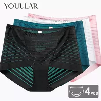 4 шт./лот, сексуальные полые женские трусики больших размеров с высокой талией, дышащие летние женские трусики L-4XL L