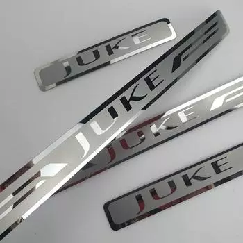 4 шт./лот, ультратонкие накладки на пороги из нержавеющей стали для Nissan JUKE
