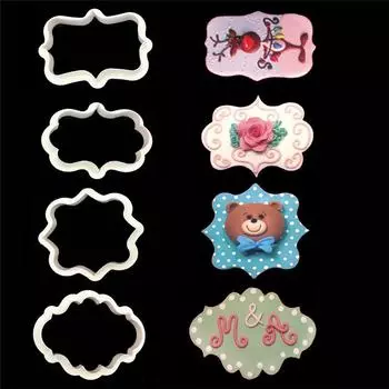 4 шт./лот, винтажная рамка для налета, набор формочек для печенья, пластиковая форма для печенья, инструменты для украшения торта, форма для печенья из нержавеющей стали белый