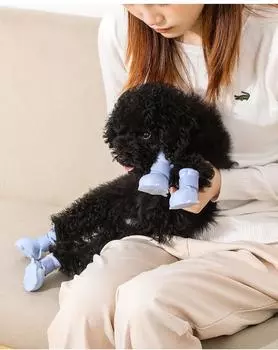 4 шт./лот водонепроницаемые нескользящие резиновые сапоги для собак для маленьких кошек, износостойкие резиновые сапоги для улицы, аксессуары для домашних животных S синий