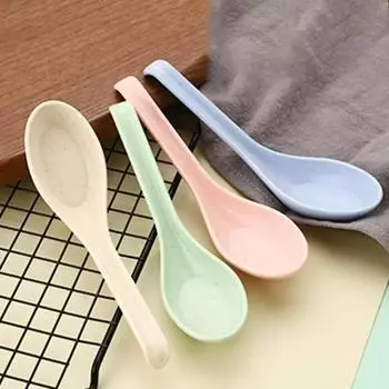 4 шт. ложка из пшеничной соломы, бытовая детская ложка для еды, креативная многоцветная посуда, аксессуары для гостиничной и ресторанной кухни розовый