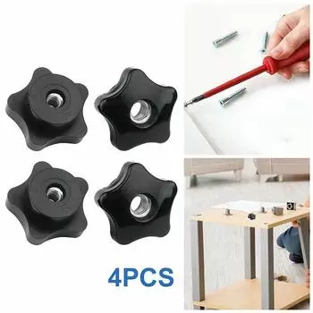 4 шт. М8 внутренняя резьба звездообразная головка зажимные гайки ручка черная пластиковая навинчивающаяся ручка зажимные ручки крепежи 4pcs