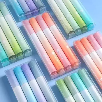 4 шт. маркер-маркер с наклонной головкой, градиентный цветной маркер, канцелярские принадлежности для школы, письма, рисования линий 4pcs