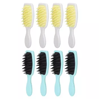 4 шт. Массажер для кожи головы, щетка для мытья головы с ручкой, мягкая щетина, силиконовый скраб для кожи головы, очищающий H Blue Handle Black Teeth