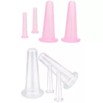 4 шт. Массажные вакуумные банки банки силиконовые банки для массажа лица антицеллюлитный прибор против морщин массажер набор банок розовый