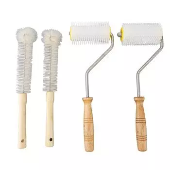 4 шт., медогонка для распечатки игл, ролик с деревянной ручкой, инструменты для распечатки меда для извлечения пчеловодства