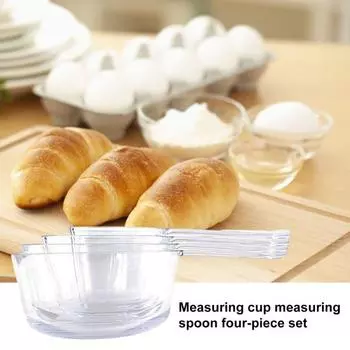 4 шт., мерная ложка, прозрачная мерная ложка, набор со шкалой, штабелируемый дизайн, измерительные инструменты для кухни 4pcs