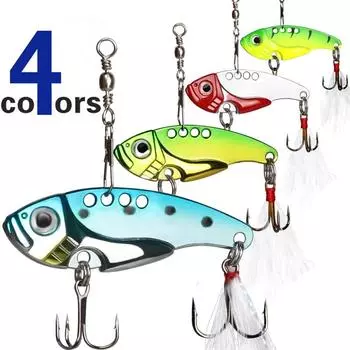 4 шт. металлическая рыболовная приманка для окуня, вобливная ложка, кривошипная приманка, снасти разноцветные