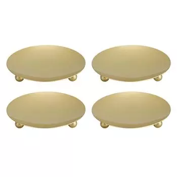 4 шт. металлическая тарелка для свечей золотого цвета устойчивые прочные ножки большой размер золотой подсвечник для спальни