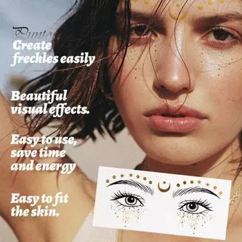 4 шт. металлические наклейки для татуировок на лице с веснушками, временные наклейки с золотым блеском для макияжа для женщин и девочек, водонепроницаемые долговечные татуировки на лице 1 Set