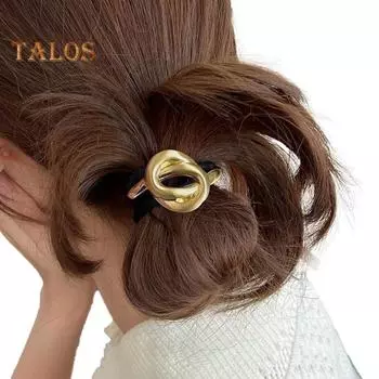 4 шт. металлические резинки для волос для девочек, геометрические эластичные веревки для волос, металлические черные повязки на голову, держатели для хвостиков, женские аксессуары для волос A