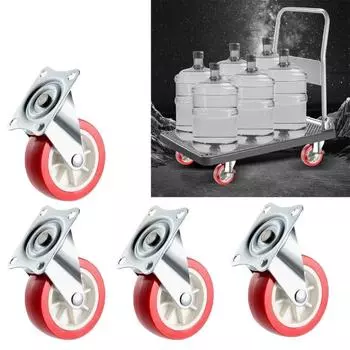 4 шт. Металлические ролики, вращение на 360 градусов, сверхпрочные универсальные ролики с тихим дизайном, подходят для дома и офиса 25mm красный