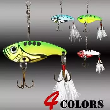 4 шт. металлические рыболовные приманки VIB, ложка для окуня, кривошипная приманка, искусственная приманка, рыболовная приманка с крючками, снасти 4pcs