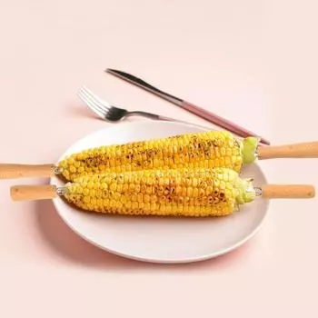 4 шт. металлические вилки для картофеля с 3 зубцами и ручкой из бука, многоразовые кухонные кукурузные шпажки, кухонная утварь Short