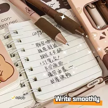 4 шт. Милая мультяшная ручка Capibala, школьные принадлежности, эстетические канцелярские принадлежности, набор кавайных гелевых ручек, быстросохнущая шариковая ручка