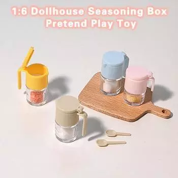 4 шт., милая высокая имитация ролевой игры, маленький размер 1:6 миниатюрных баночек для приправ, модель детской кухонной игрушки, микропейзажный декор, коробка для кукольного домика темно-зеленого