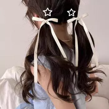 4 шт. Милые хлопковые заколки-крабики для волос с длинным бантом из ленты для женщин, девочек, повязка на голову, корейские аксессуары для волос
