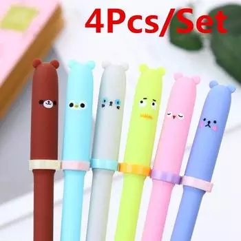 4 шт. милые креативные ручки с изображением животных гелевые ручки кавайные ручки милые канцелярские принадлежности подарок