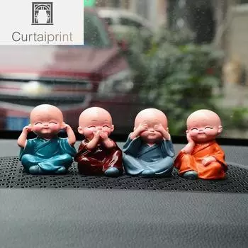 4 шт. Милые маленькие фигурки Будды Майтрейи из смолы, монаха-кунгфу синий