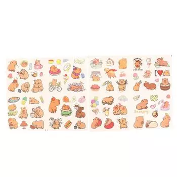 4 шт. милые наклейки с изображением капибары, мультяшные животные, водонепроницаемые наклейки, канцелярские принадлежности, ноутбук, чемодан, наклейки, декор, детские подарки 4 sheet/set