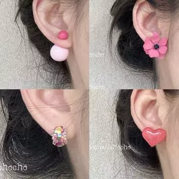 4 шт., милые серьги-гвоздики розовой серии для женщин и девочек 1PC-A