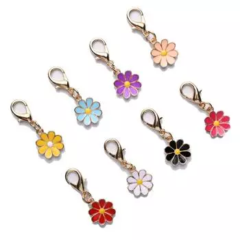 4 шт. Милый брелок в виде цветка ромашки, сплав, красочный кулон в виде цветка, подвеска для сумки, подвесные украшения, брелок