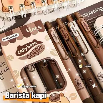 4 шт. милый мультфильм Capibala нажимная ручка гелевая ручка набор быстросохнущая шариковая ручка 4Pcs