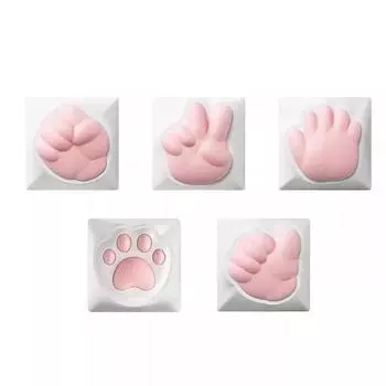 4 шт. милый розовый колпачок для клавиш в виде кошачьей лапки корги для механической клавиатуры ПК геймерская клавиатура DIY ПК силиконовый колпачок для клавиш крестообразный вал универсальный