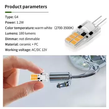 4 шт. Мини G4 светодиодные лампы 1,2 Вт постоянного тока 12 В G4 светодиодная лампа для люстры хрустальный светильник подвесные светильники для отелей заменить 10 Вт галогенную лампу