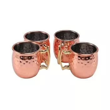 4 шт. мини-кружки «Москва», 2 унции, рюмки для домашней кухни, бара, посуда для напитков (Роза Золотая)