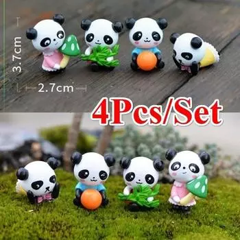 4 шт., мини-панда, фигурки животных, кукольный домик, игрушки, миниатюры/террариум, микро-Сказочный сад, сделай сам