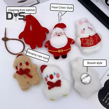 4 шт. Мини рождественские куклы украшения мультфильм плюшевые куклы/брошь булавка/подвеска набор рождественский Санта снеговик пряничный человечек фигурки для одежды рюкзаки декор A Sets