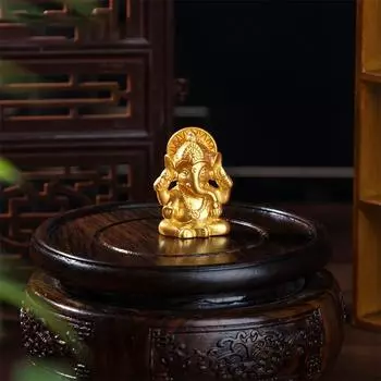 4 шт. Мини-статуэтка Будды Ганеши, золотая скульптура бога-слона Ганеши, статуэтки для домашнего декора, настольное украшение