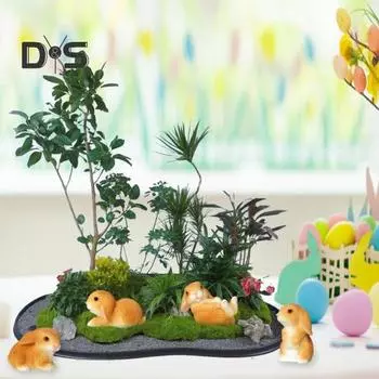 4 шт. Мини-статуэтки кроликов, миниатюрные фигурки кроликов из смолы, пасхальный декор, скульптуры кроликов для поделок своими руками, сад фей, весенний декор стола белый