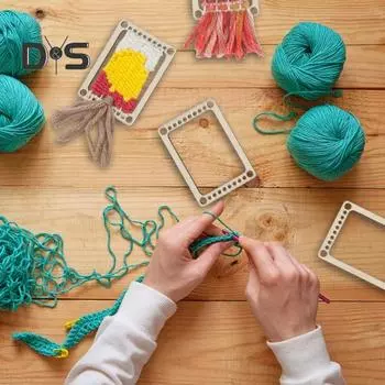 4 шт. Мини-ткацкий станок, ручная ткацкая доска для взрослых и детей, ткацкий станок с деревянной рамой для вязания, гобеленовая подставка для вязания 4pcs