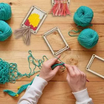 4 шт. Мини-ткацкий станок, ручная ткацкая доска для взрослых и детей, ткацкий станок с деревянной рамой для вязания, гобеленовая подставка для вязания 4pcs