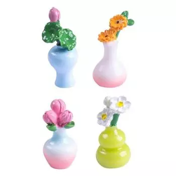 4 шт. Мини-ваза Орнамент Исцеляющий Мини-сад Снятие стресса Партнер Смола Букет Настольный Нарративный Декор 4pcs