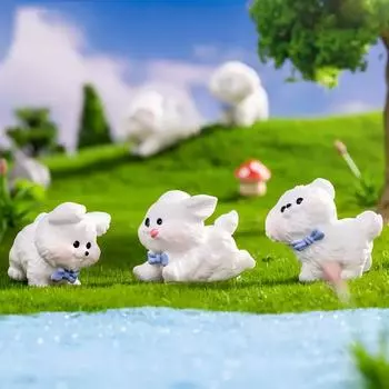 4 шт. Миниатюрные фигурки собак, аксессуары для дома, мини-украшение из смолы, микропейзаж, белая собака, украшение, симпатичное, 4 стиля 4pcs