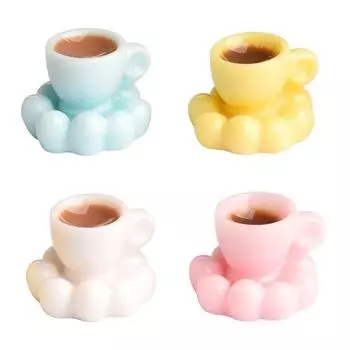 4 шт. Миниатюрные предметы для кукольного домика: кофейная чашка, блюдце, чайная чашка, мини-игрушки, столовые приборы, модель кукольного домика, мебель, аксессуары