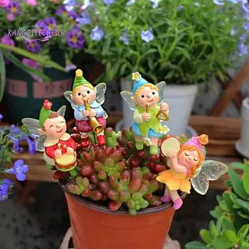 4 шт., миниатюрные сказочные садовые колья с музыкальными эльфами, реалистичные фигурки для наружного украшения Mixed Style