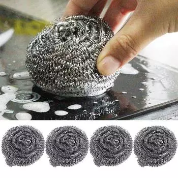 4 шт. многоцелевые шарики из нержавеющей стали в форме регби, чистящий мяч, металлический скруббер для дома 4PCS
